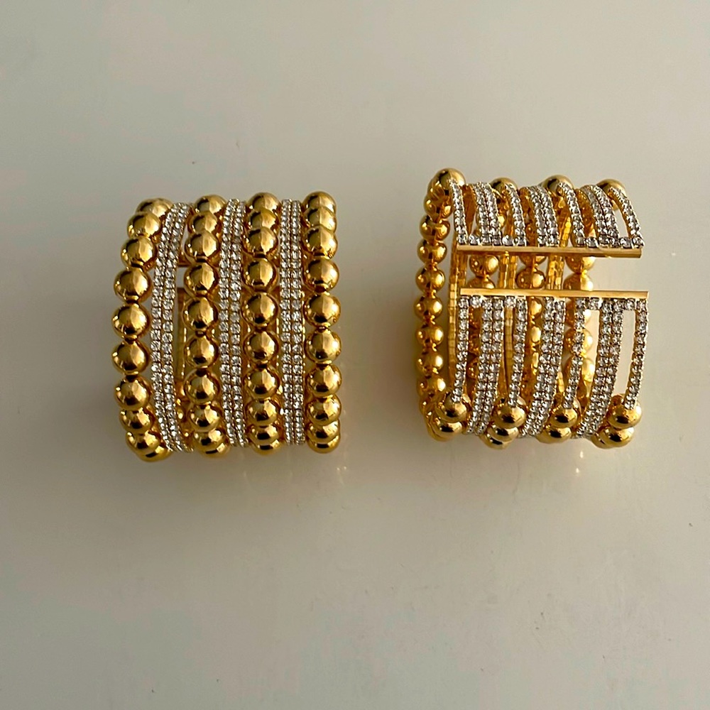 Bracelets with gold beads and Swarovski Crystals cuff bracelets.